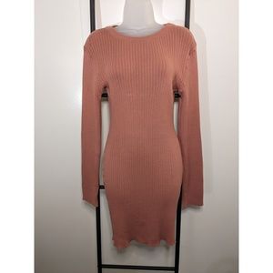 SISSTREVOLUTION Body Con Sweater Dress - Size: M, Pink